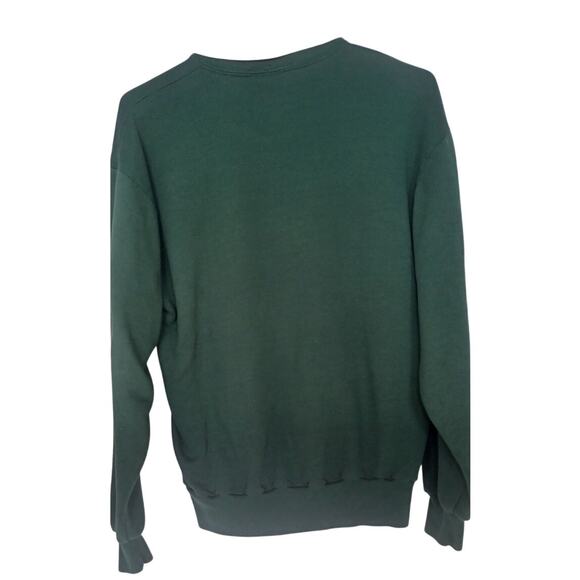 Vintage 90s Jerzees Green Collared Christmas Patchwork Sweatshirt Size Medium - Picture 4 of 7